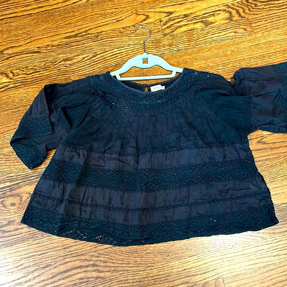 LoveShackFancy black blouse size 1 xs